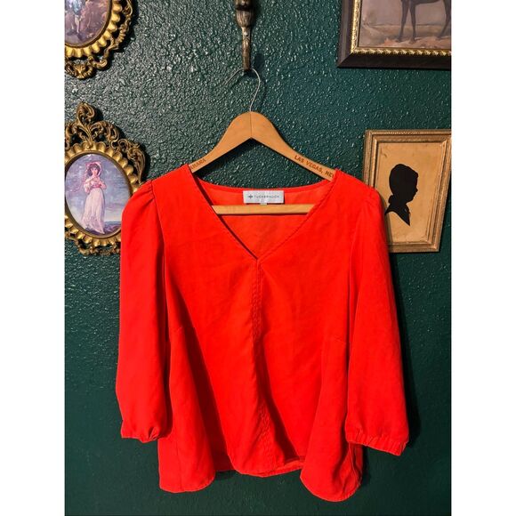 Tuckernuck Women's Poppy Red Hollis Blouse Flowy Top Career Casual Size M - Picture 1 of 4
